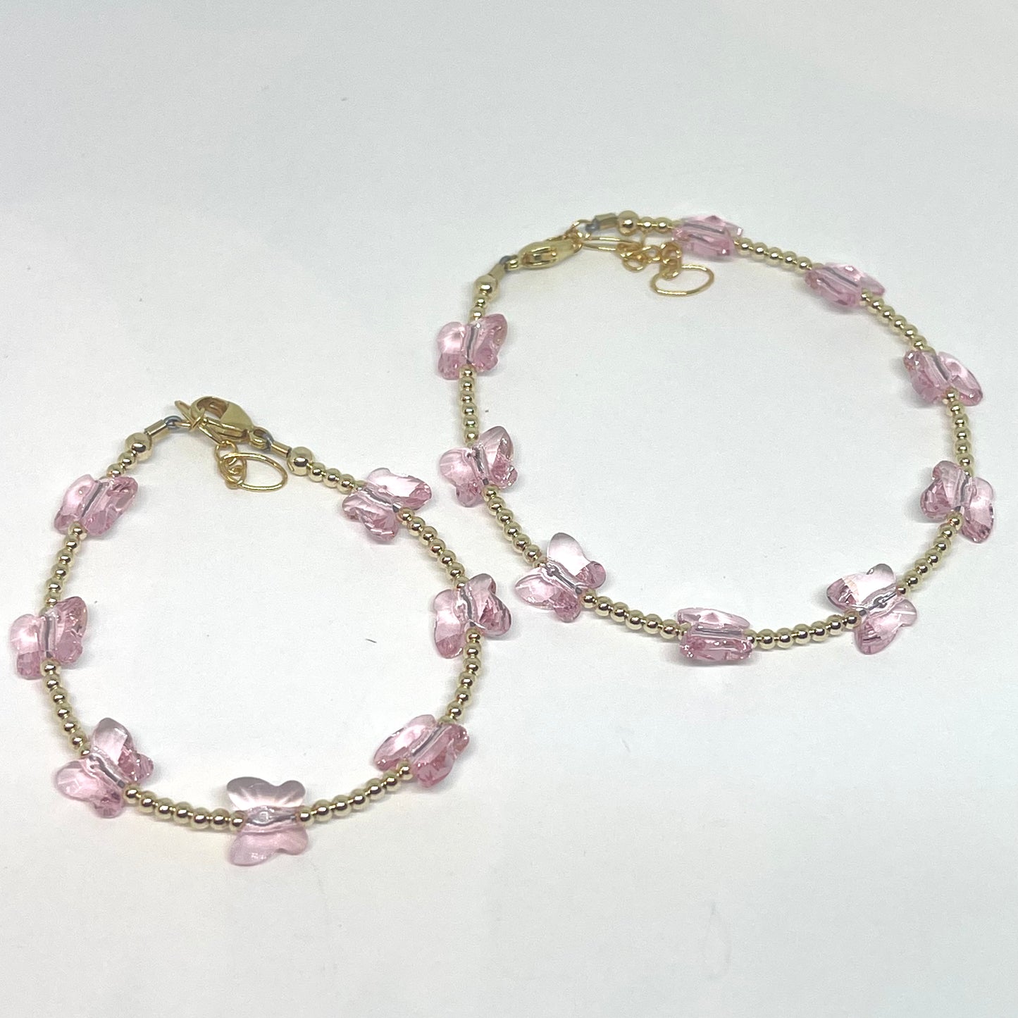 Butterfly Bracelet in Pastel Pink Crystals