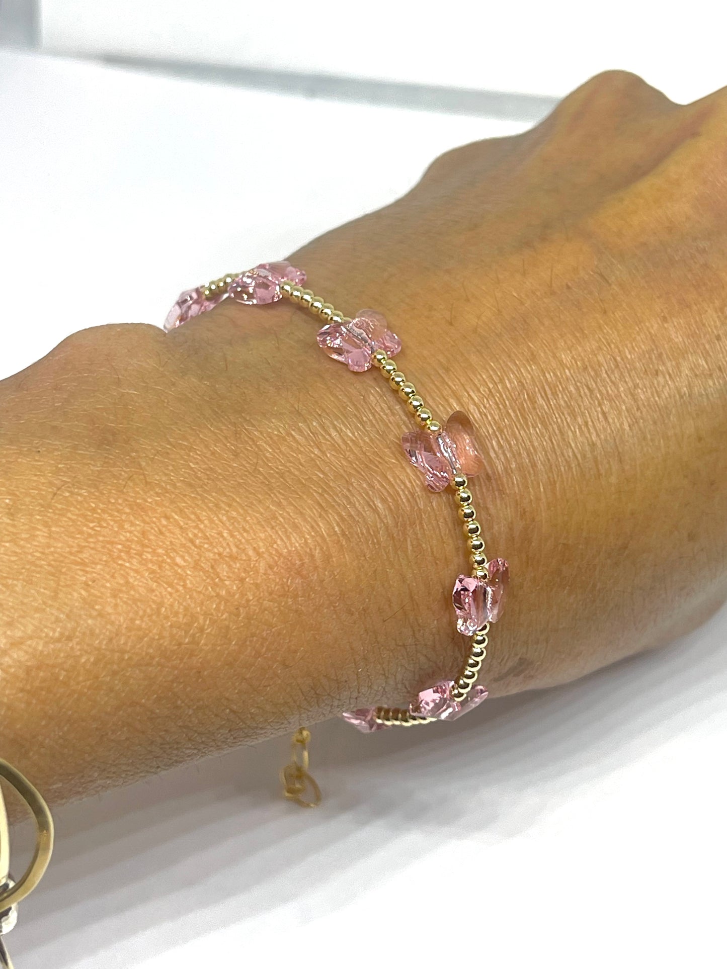 Butterfly Bracelet in Pastel Pink Crystals