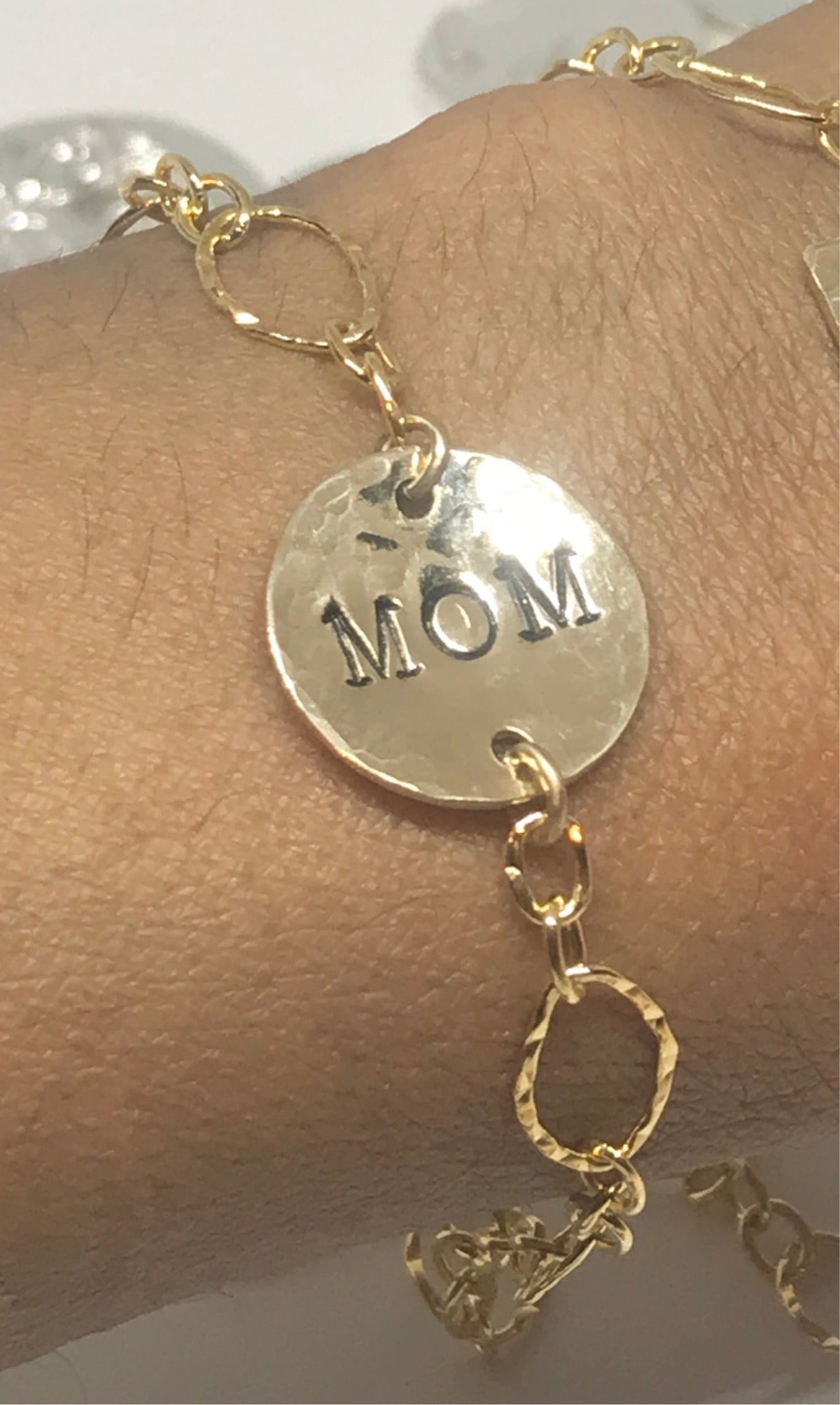 Gold Filled Disc bracelet: MOM