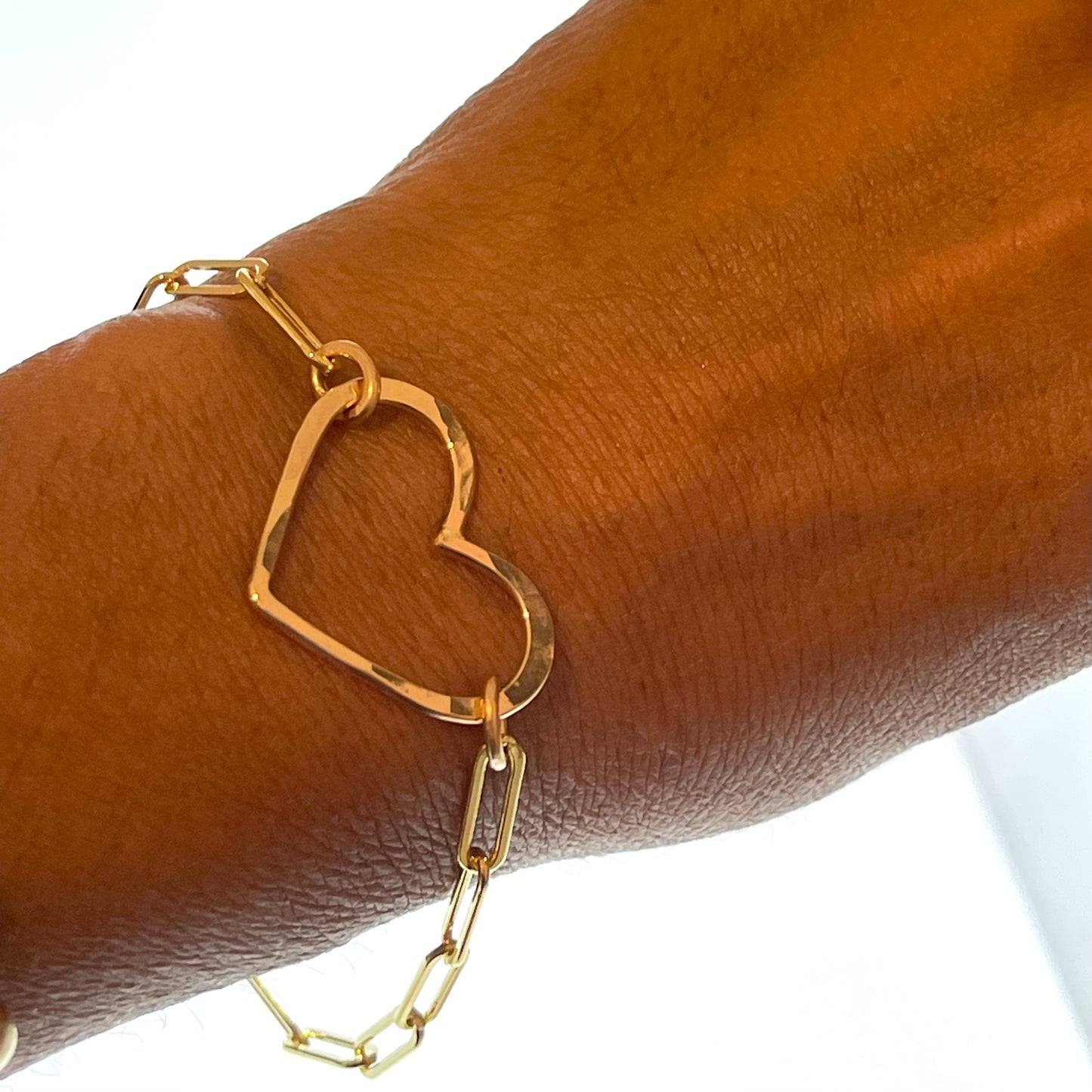 14 gauge all gold filled Heart Bracelet with Rectangular Link