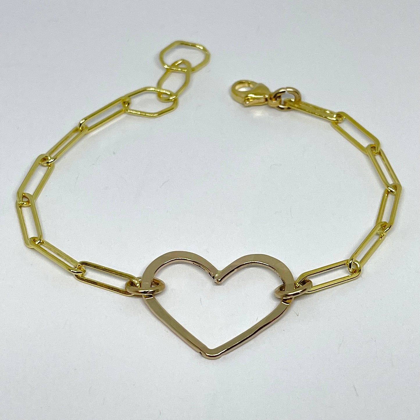 14 gauge all gold filled Heart Bracelet with Rectangular Link