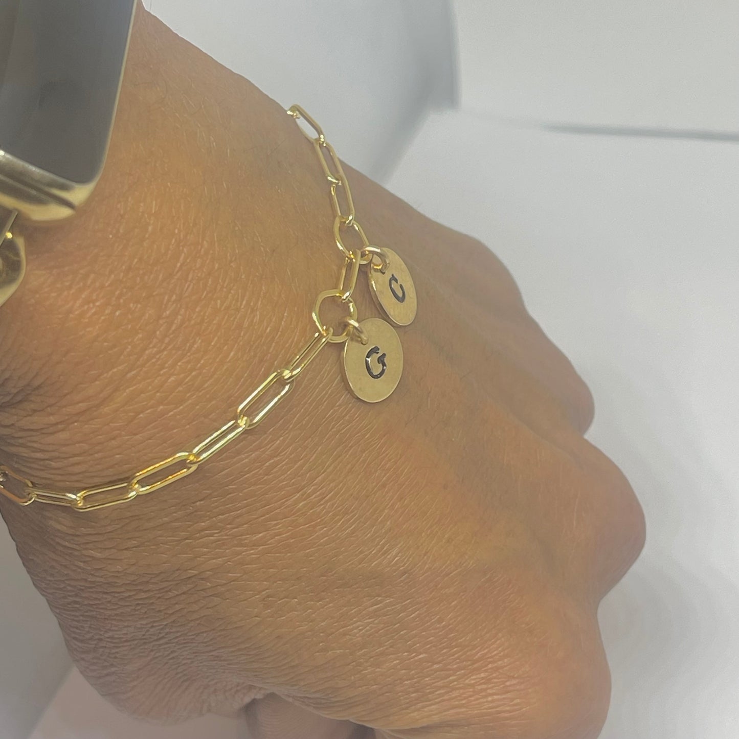 9mm custom initial bracelet with 3 charms ￼