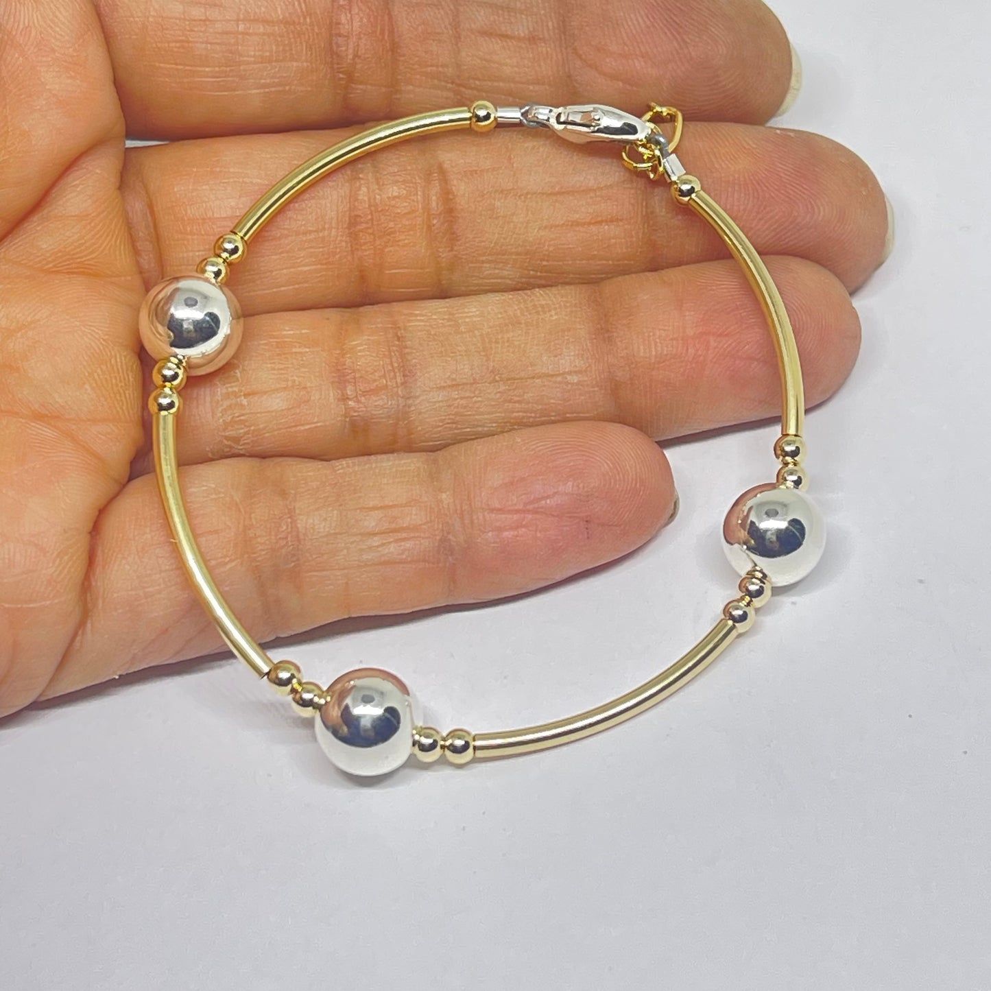 Single bead: Tiffany Inspired gold filled and sterling bracelet