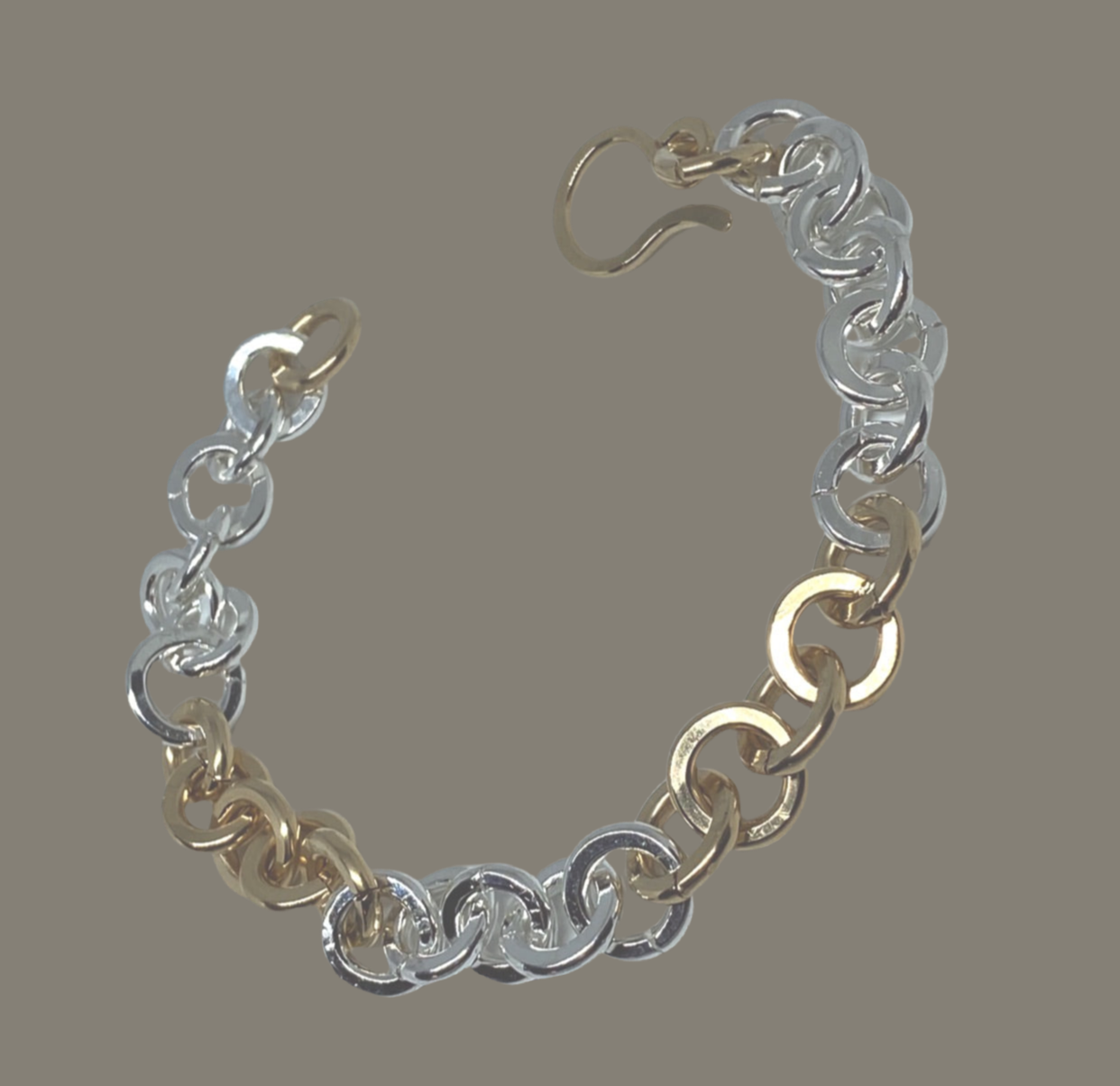 Two-tone Organic bracelet in 14 gauge wire