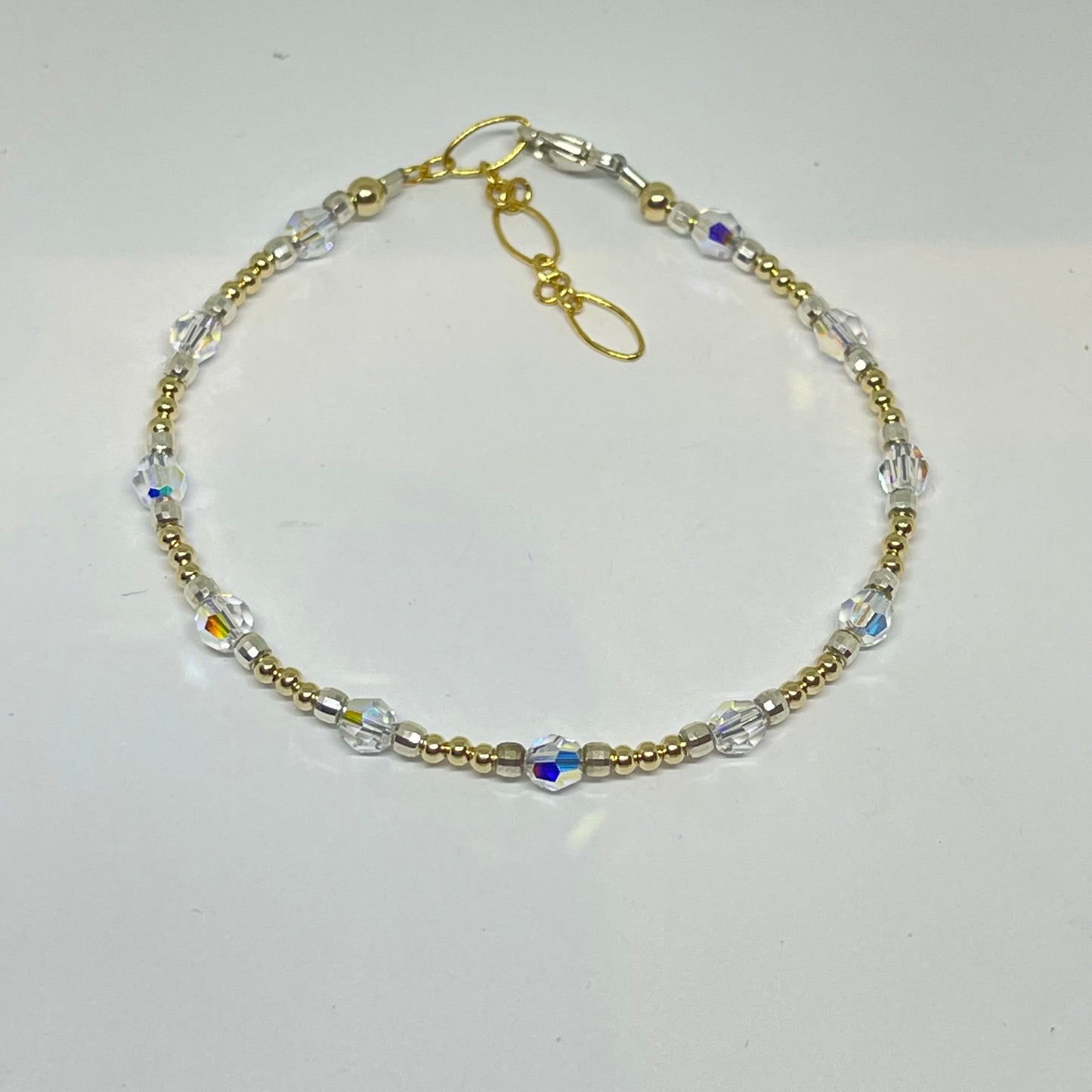 4mm Crystal bracelet with sterling and gold filled beads.