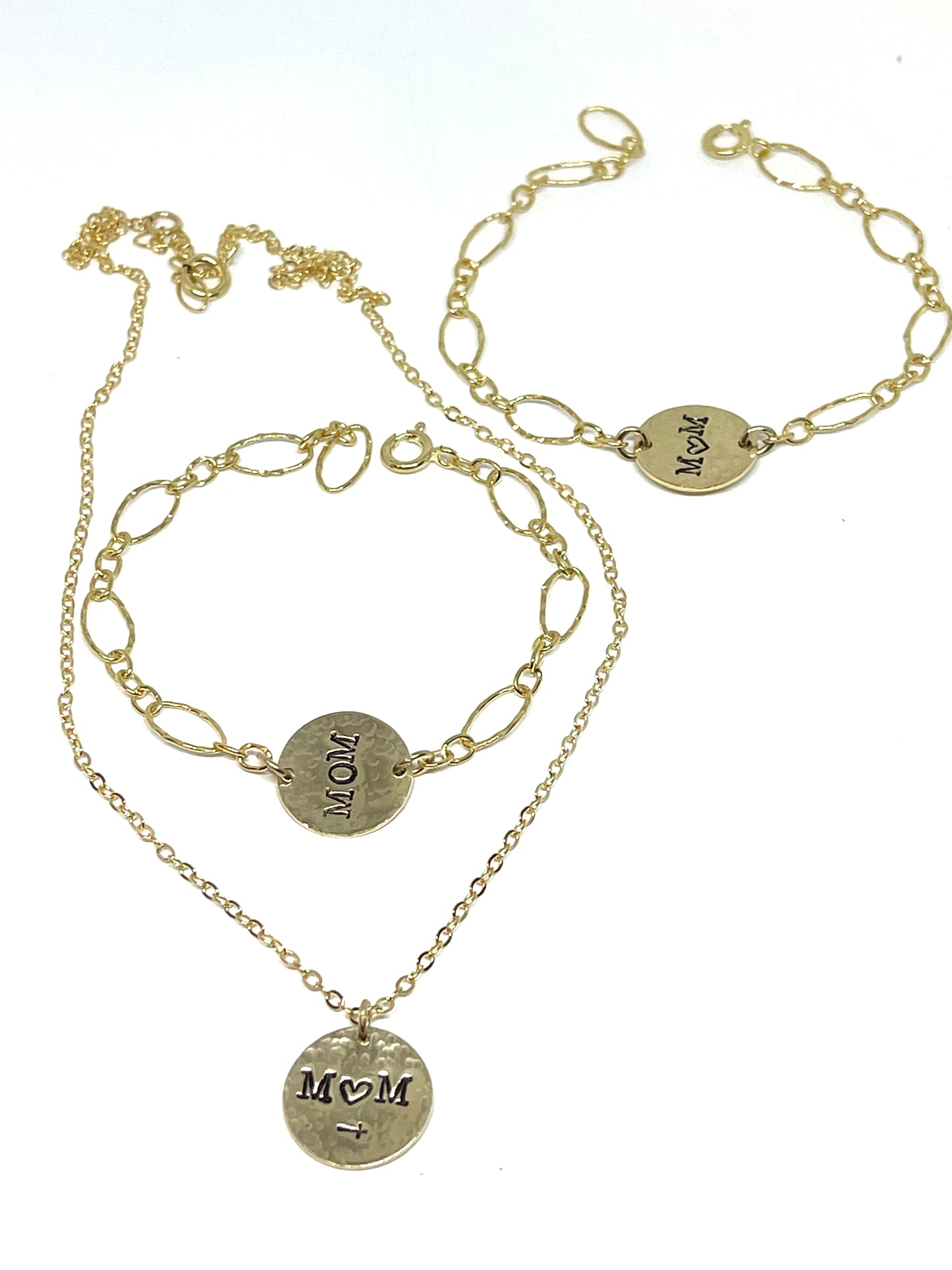 Gold Filled Disc bracelet:  MOM