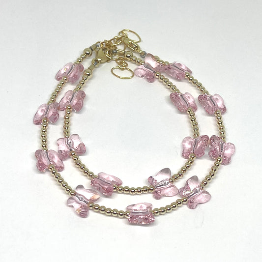 Youth Butterfly Bracelet in Pastel Pink Crystals