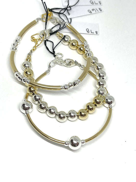 3 bead: Timless gold filled and sterling bracelet