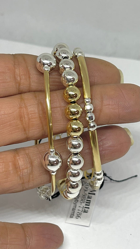 7mm All Bead: Tiffany Inspired gold filled and sterling bracelet