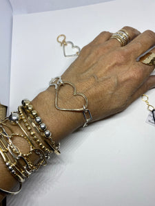 Large Heart Bracelet on a rectangular chain.
