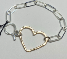 Load image into Gallery viewer, Large Heart Bracelet on a rectangular chain.
