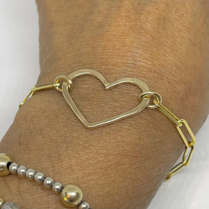14 gauge all gold filled Heart Bracelet with Rectangular Link